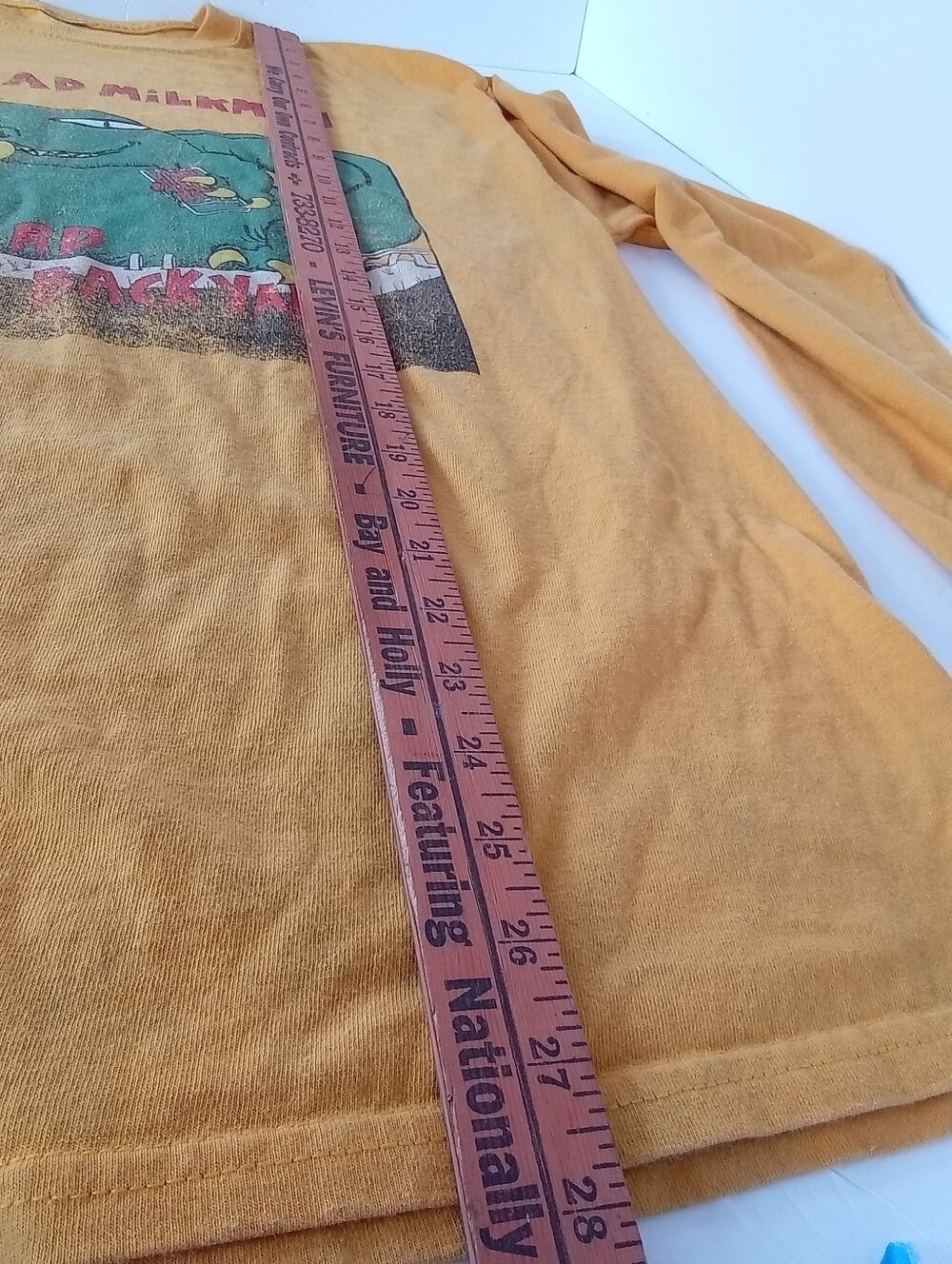 The Dead Milkmen "Big Lizard" Yellow Long Sleeve Graphic Tee - Picture 8 of 8